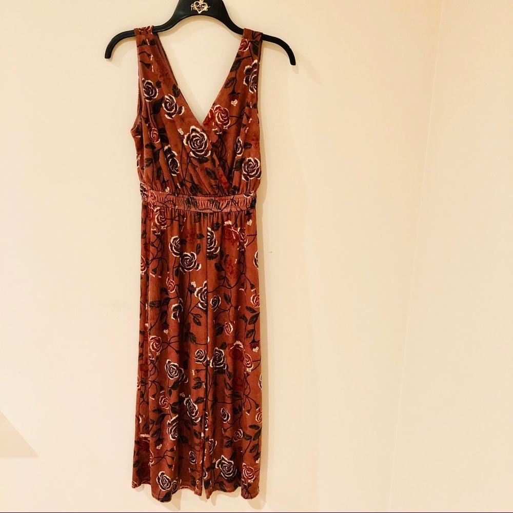 Mauve Floral Velvet Jumpsuit
